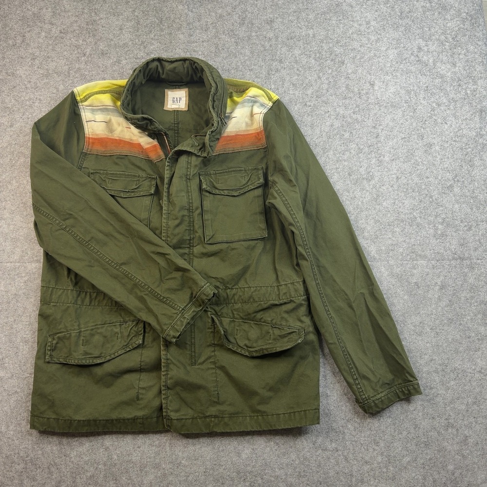 Gap Unisex Field Jacket Olive Large Cotton Southwestern Yoke Full Zip Military